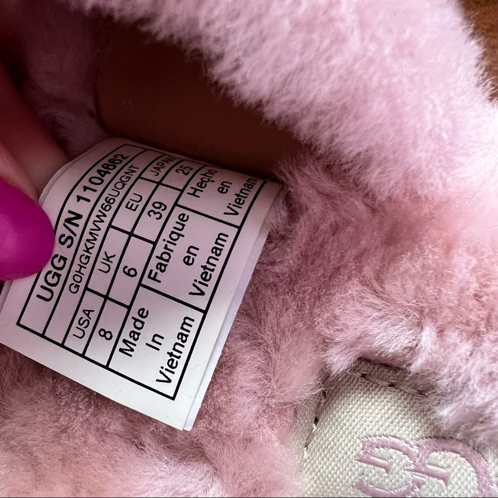 UGG- Fuzzy YEAH Sandal Slipper - Dusty PINK - SOFT Real Lamb Fur - Buckles - Picture 6 of 8